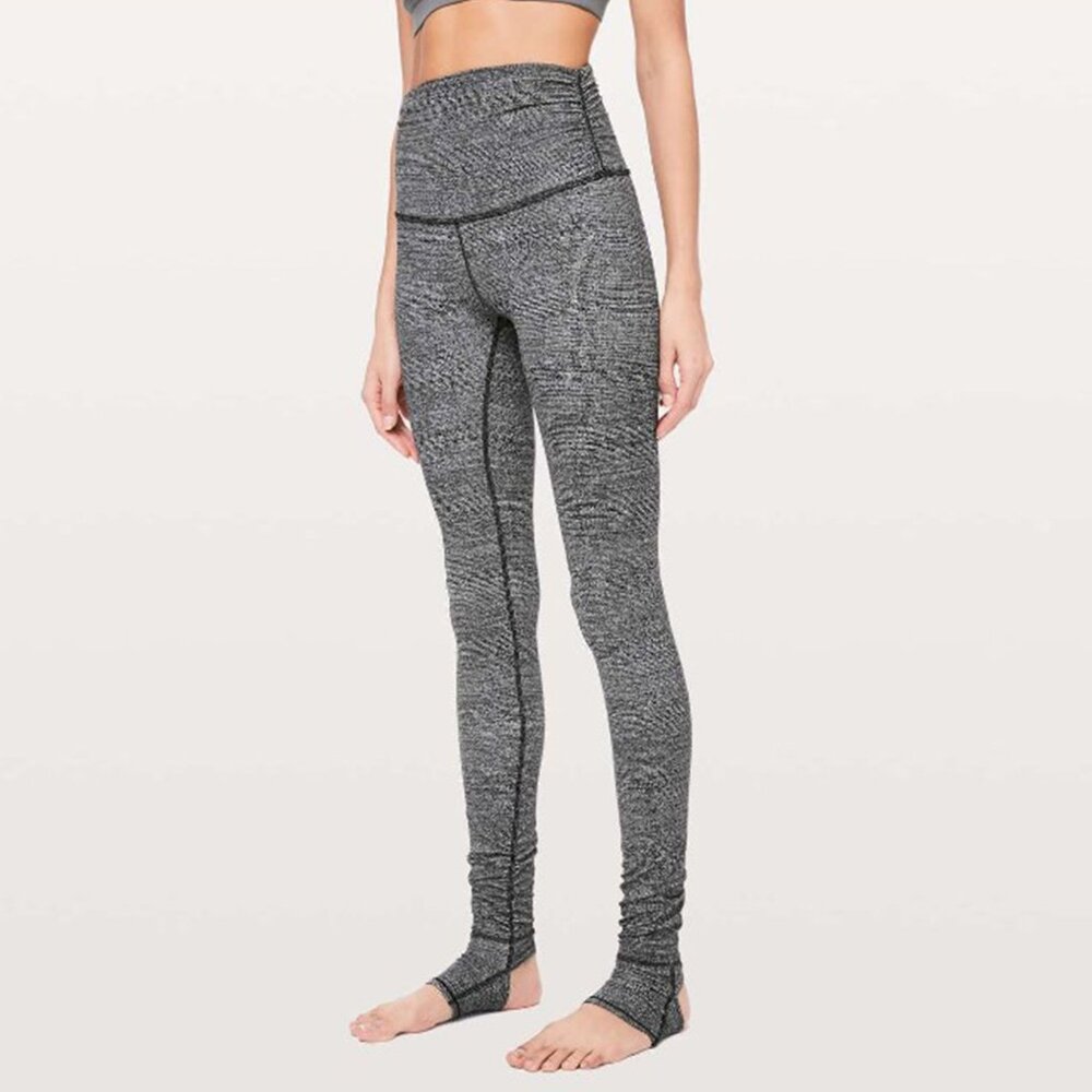 LULULEMON‎ Still Mind Tight *28" Interlink Ice Grey Black Size 4